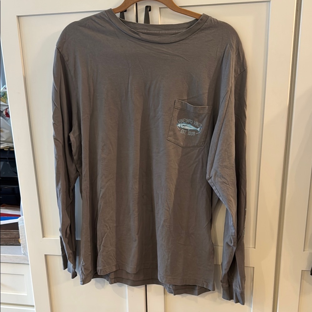 Vineyard Vines Gray Long Sleeve Tee Soft Cotton Crew Neck